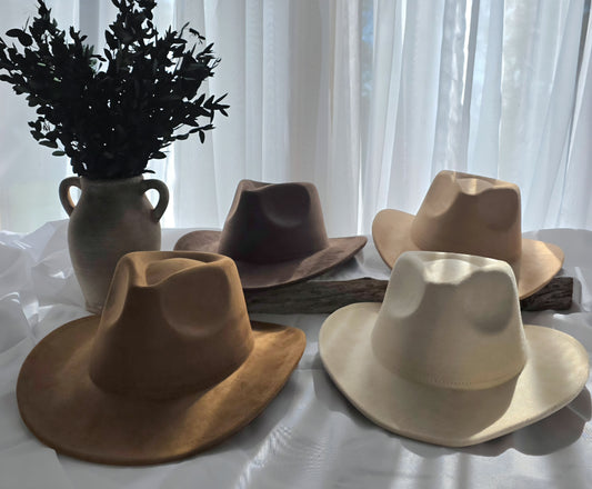 Vegan Suede Regular Cowboy Fedora Hat: Narrow curved brim Hat Blank for Burning Pyrography Art, cowgirl hat, hat burning